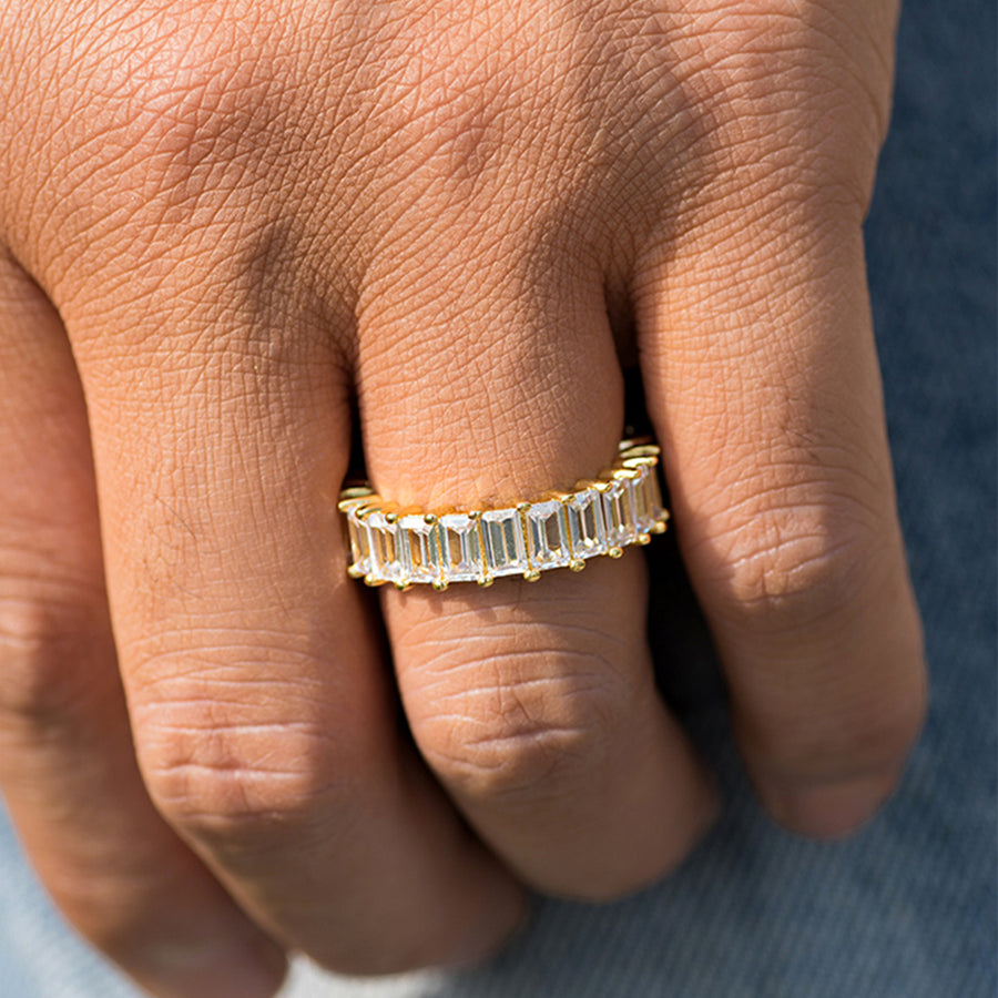Baguette Eternity Ring in White Yellow Gold DRMD Jewelry