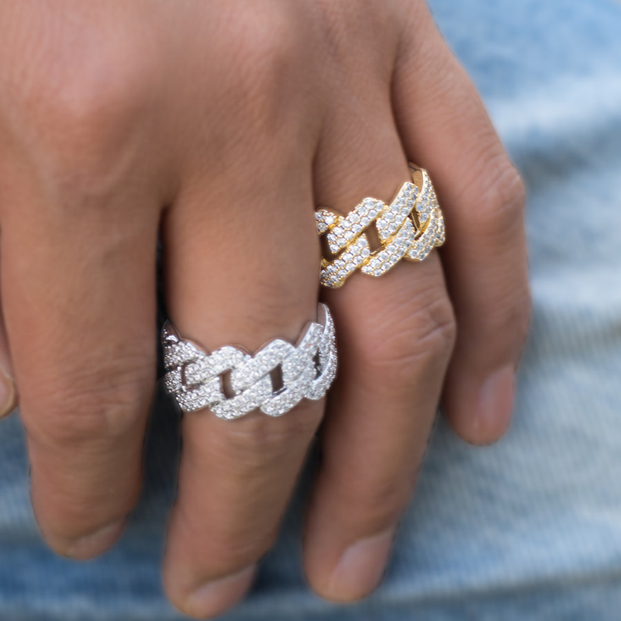 Diamond Prond Cuban Link Ring Ring in White Yellow Gold DRMD Jewelry