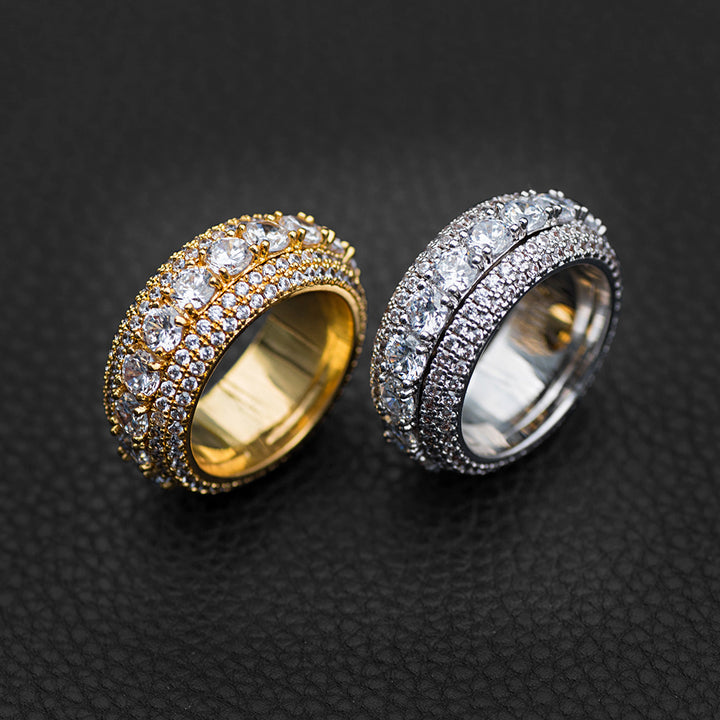 5 Layer Diamond Men's Spinning Band Ring in White Yellow Gold DRMD Jewelry