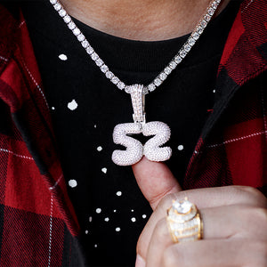 Large 3D Bubble Custom Number Necklace