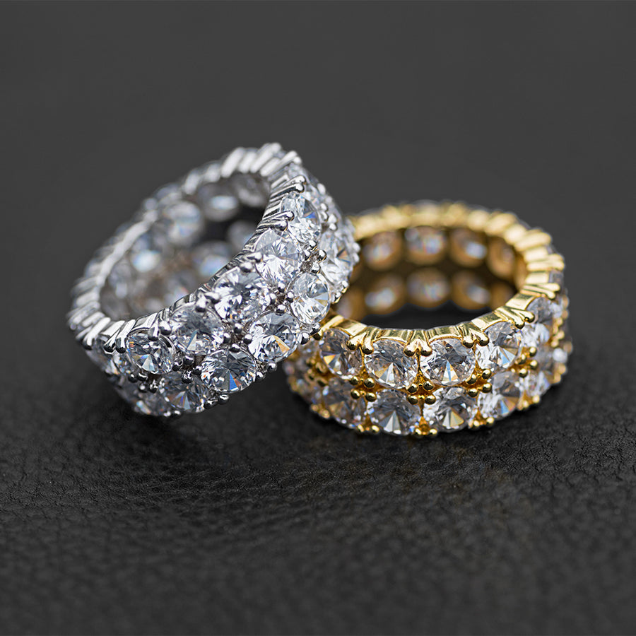  Diamond Double Row Eternity Ring in White Yellow Gold DRMD Jewelry