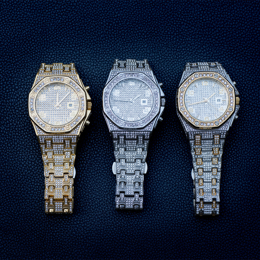 Diamond Luxury Watch In White/Yellow Gold DRMD Jewelry